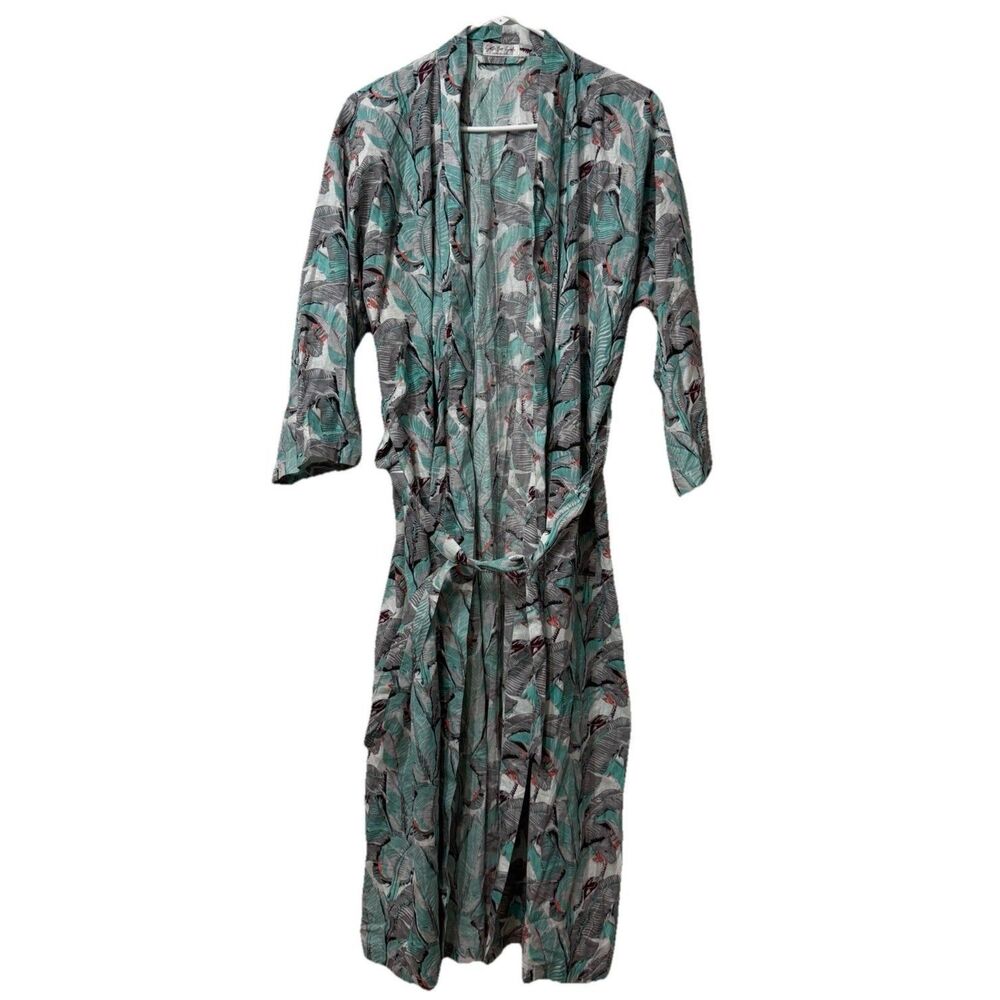 SOS PJ’s Soothe Our Souls Tropical Leaves 100% Cotton Kaftan Robe